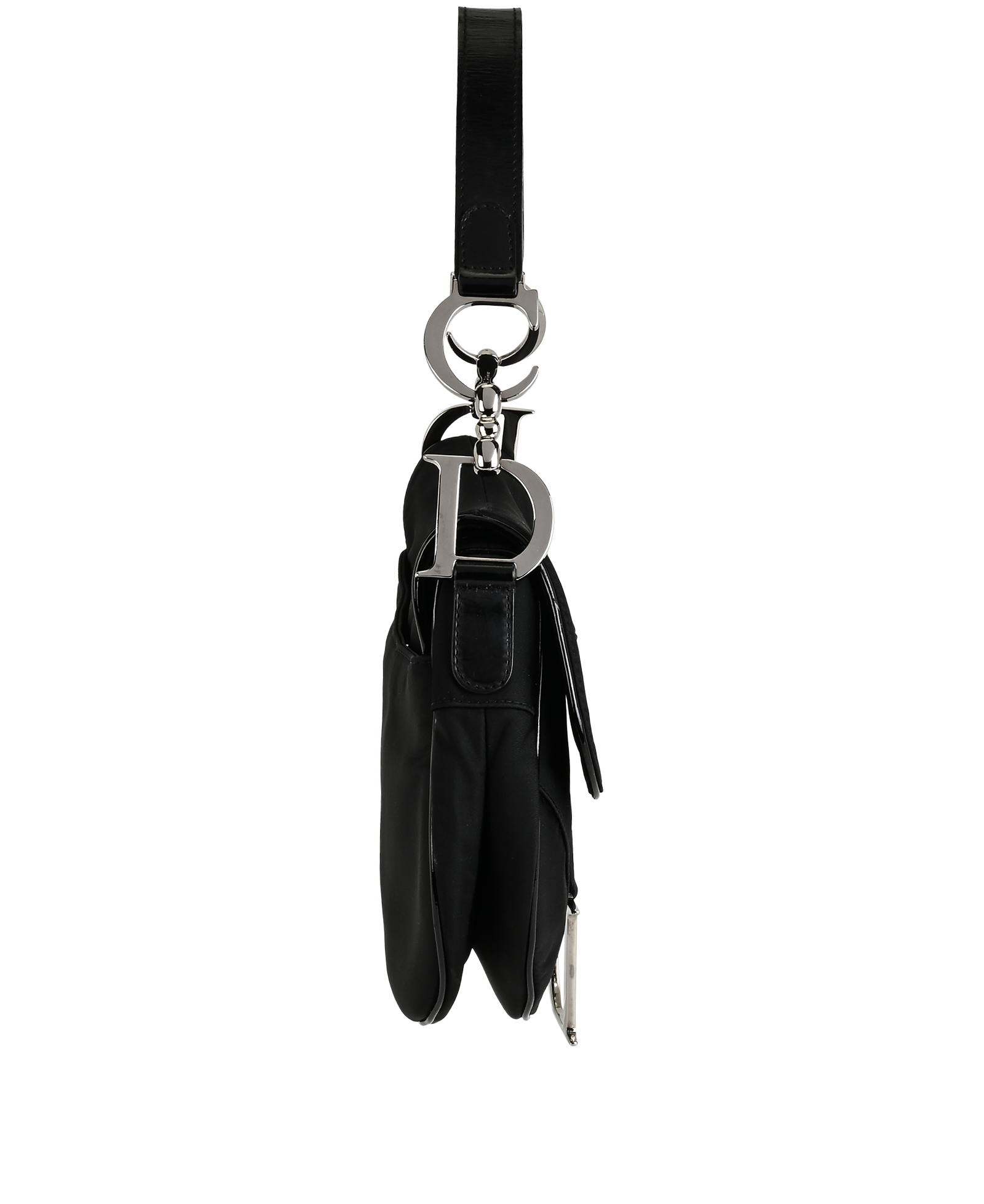 Vintage Saddle Bag, &pound;1,800, Handbags, Black, Nylon, Side view